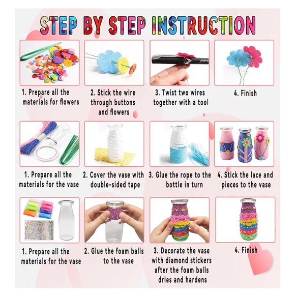 🌸 NEW IN BOX Flower Crafts Kit for Kids - Colorful DIY Set girls crafts - Picture 9 of 9